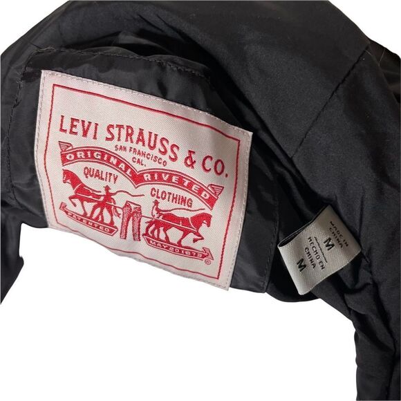 Levi's Faux Fur trim Snorkel Bomber jacket Medium black - Picture 6 of 13